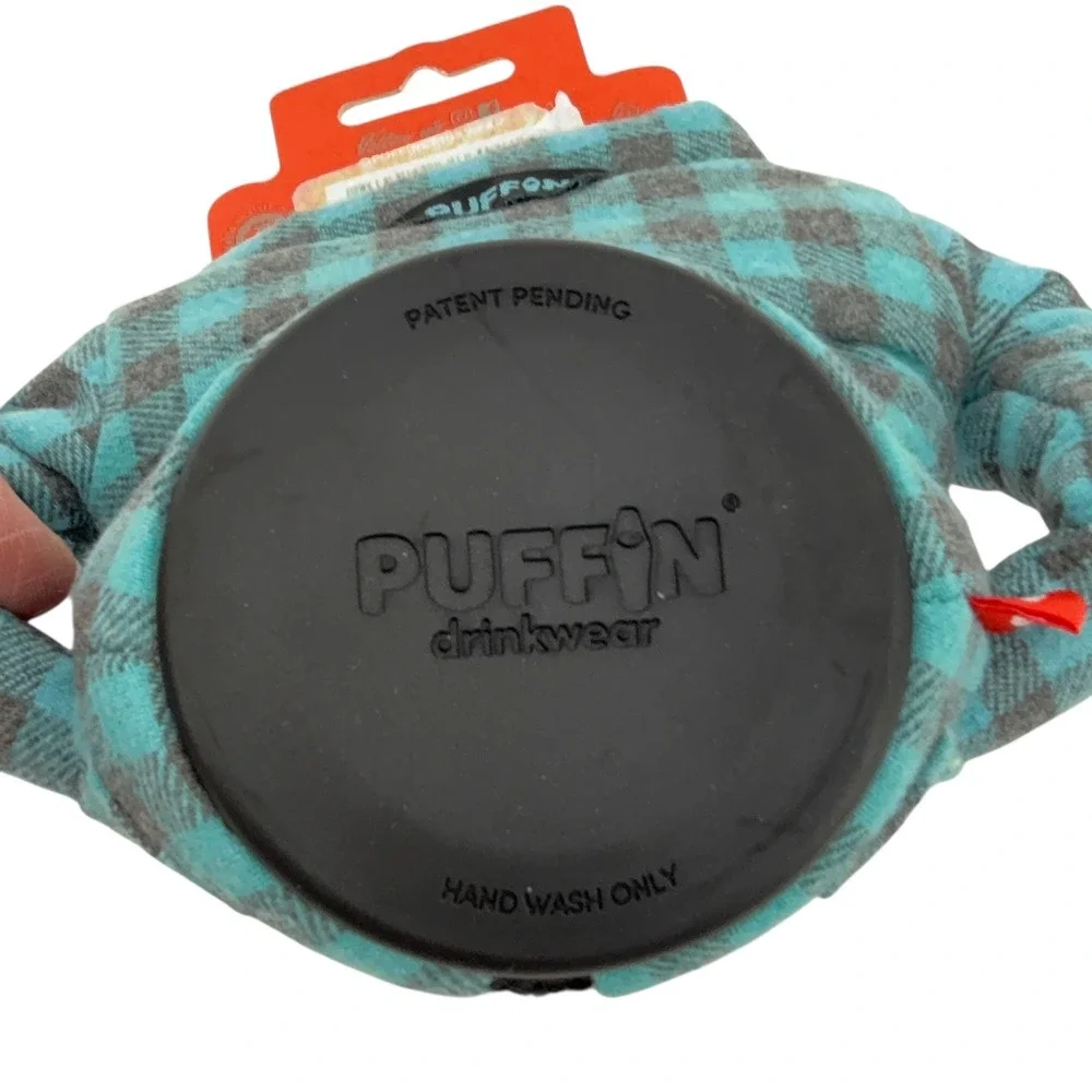 Puffin Drinkwear Flannel Plaid Shirt Can Cooler‎ Cozy Fits 12oz 16oz Cans NWT